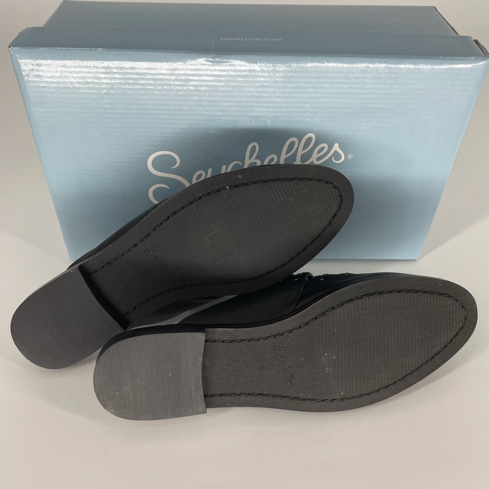 SEYCHELLES NWB Undivided Studded Black and Silver Mules Shoes Size 8 - Picture 5 of 7
